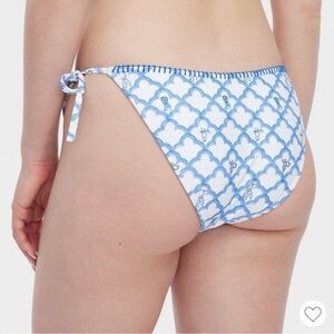 NWT - Roller Rabbit Geo / Floral Vines Reversible Side Tie Bikini Bottoms